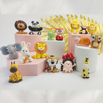 Baking cake animal plug-in birthday men and women soft pottery forest plug-in lion tiger rabbit hedgehog frog