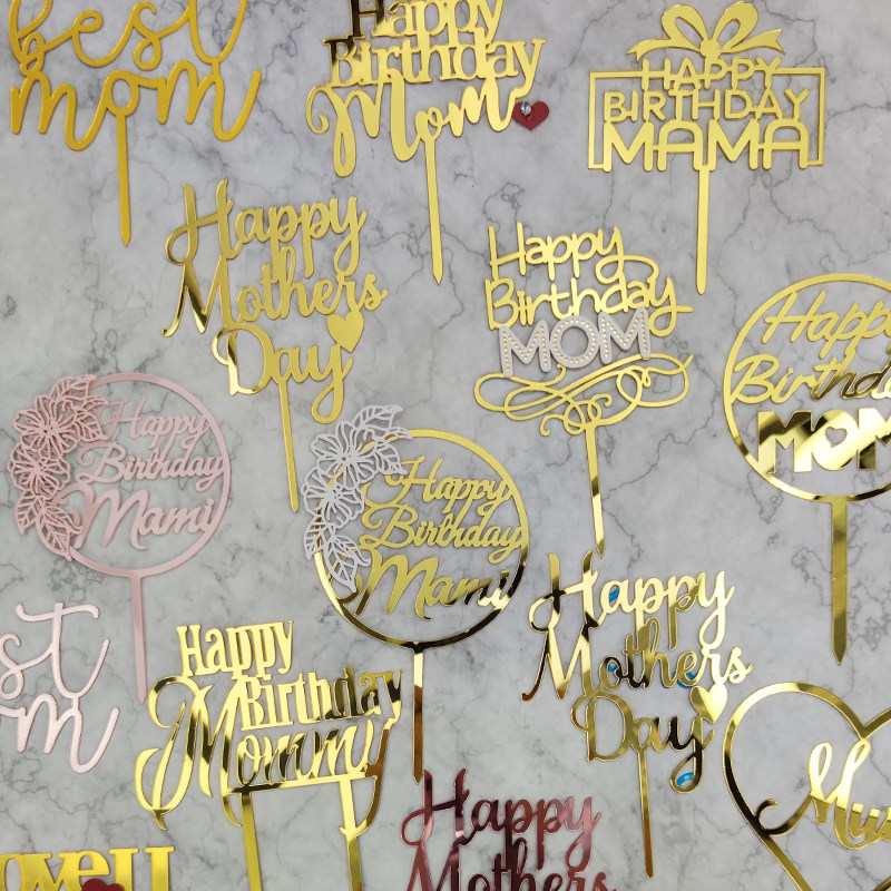 Baking cake decoration happy mother's day blessing mother birthday mum acrylic hexagonal card insert