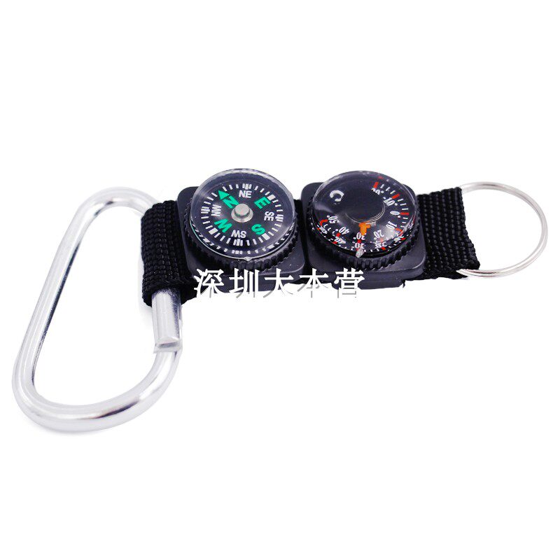 Outdoor Sports Metal Mountaineering Buckle Thermometer Compass Key Hanging Button Multifunction Plastic Guide