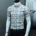 Áo sơ mi kẻ sọc mùa hè nam ngắn tay áo trẻ trung Cotton Casual Slim Hàn Quốc hợp thời trang - Áo áo sơ mi nam caro Áo