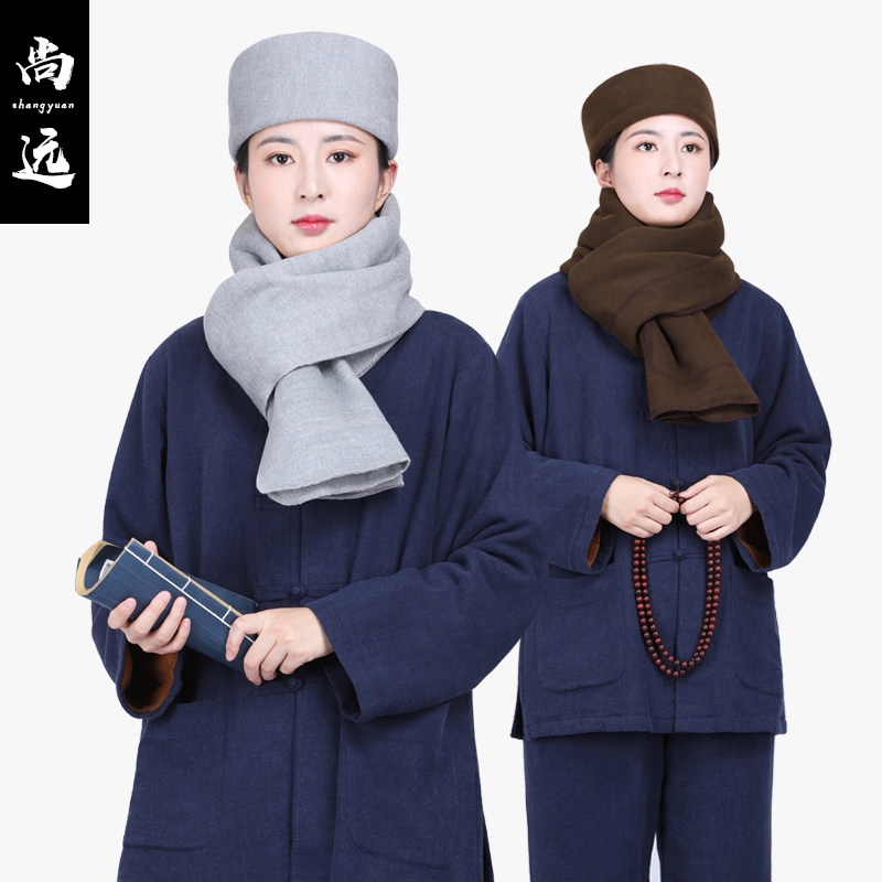 Shangyuan winter plush hat scarf two-piece monk monk hat scarf warm retro Chinese style lay velvet hat