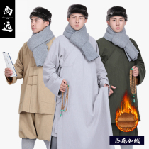 Shangyuan Winter winter Hemp Monk Clothing Plus Sumpsuit Length Coat Thickened Monk Clothing Vest Rohan Vest Monk Clothes Monk Gown Buddhist Dress