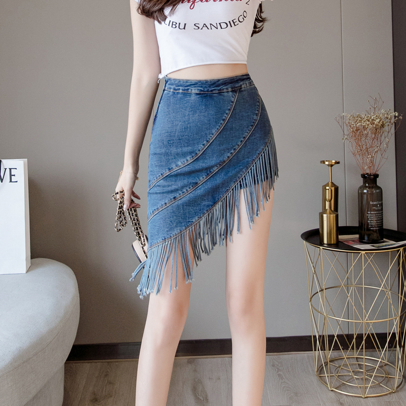 High Purse Hip Flow Su Denim Shorts Skirt Summer Tight Fit Skinny Ethnic Wind Hot Pants Short Skirt Woman Half Body Dress Soft