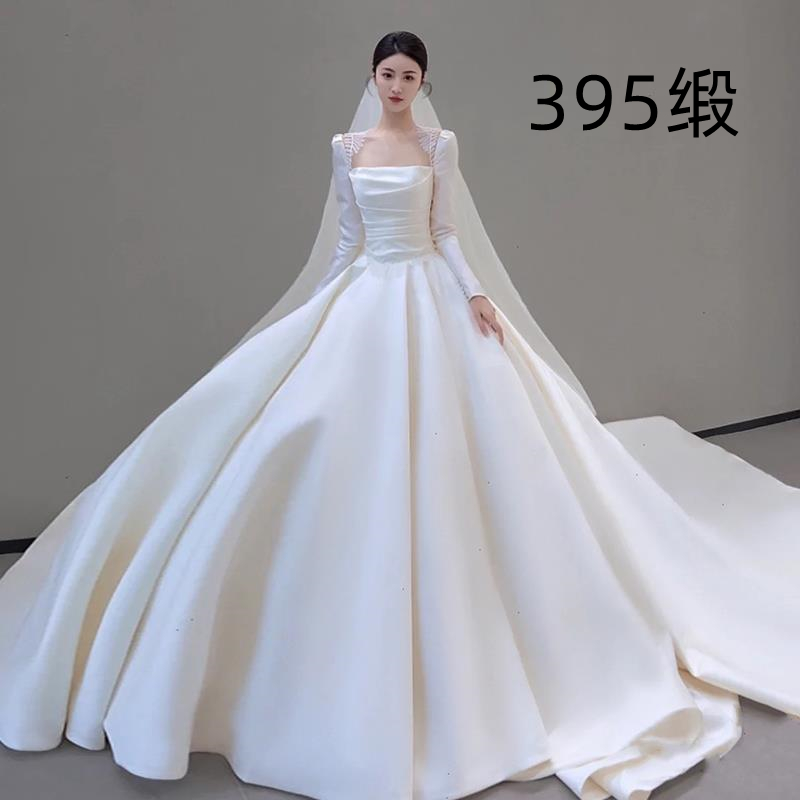  L+White zipper trailer-395 satin hand gauze glove skirt  