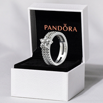 Pandora Pandora official website 925 silver shining snowflake zircon double ring ring ring female 199236C01