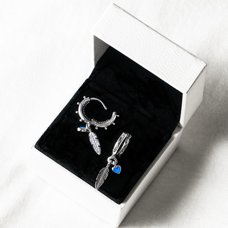 Pandora officials net Pandora earrings with small crowdsourced 925 silver sacred feathered earrings 297205EN168