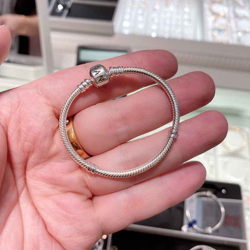Pandora Genuine Hard Candy Simple Sterling Silver Bracelet Snake Bone Chain Couple DIY Niche Gift 590702