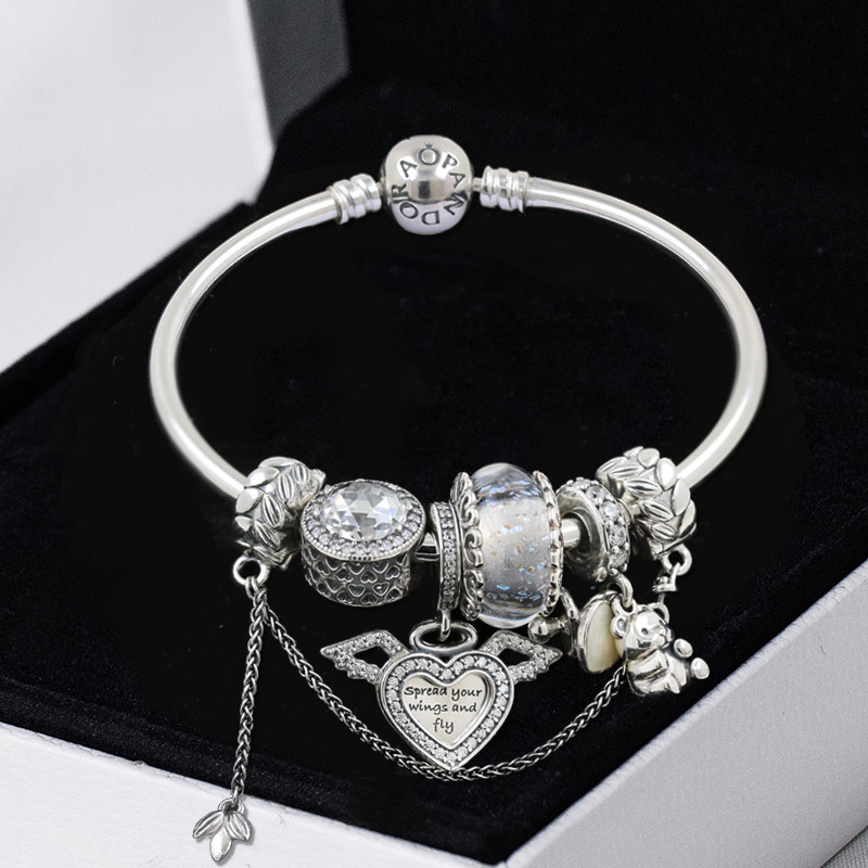 Little Red Book Pandora Angel Wings Wheat Ears White Cat's Eye Pacifier Bear Bracelet Hand Girl Gift Tanabata Set