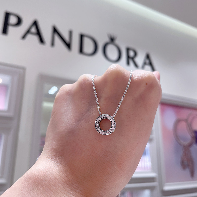 Pandora official website logo sterling silver Pandora heart 397436CZ collarbone necklace girls birthday gift