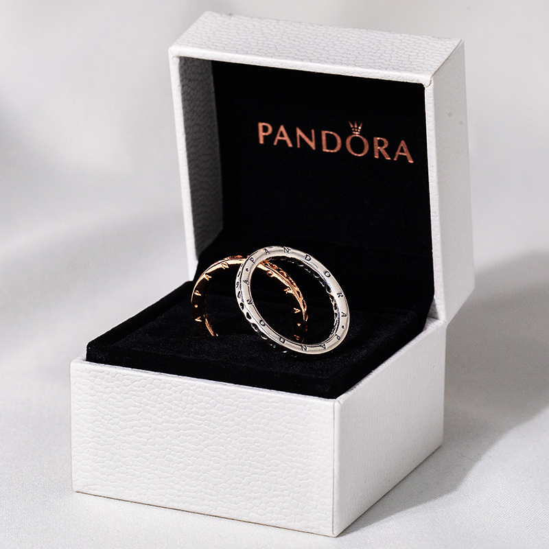 Pandora ring female official website logo love 925 silver 197133 personality fashion stacked joint ring female