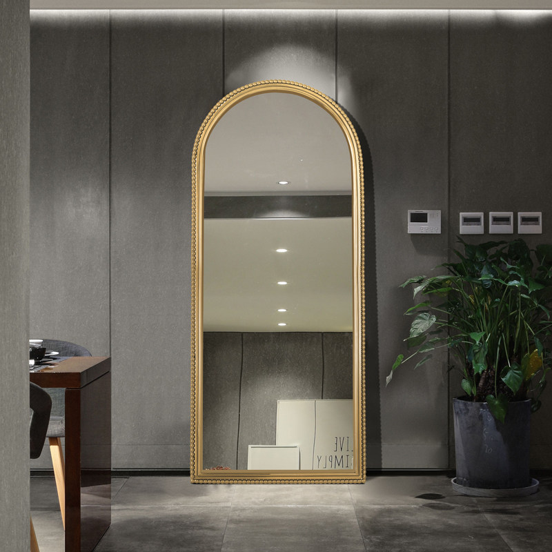 European-style light luxury full-body mirror cloakroom wall-mounted full-length mirror simple arched floor-to-ceiling mirror clothing store dedicated full-length mirror