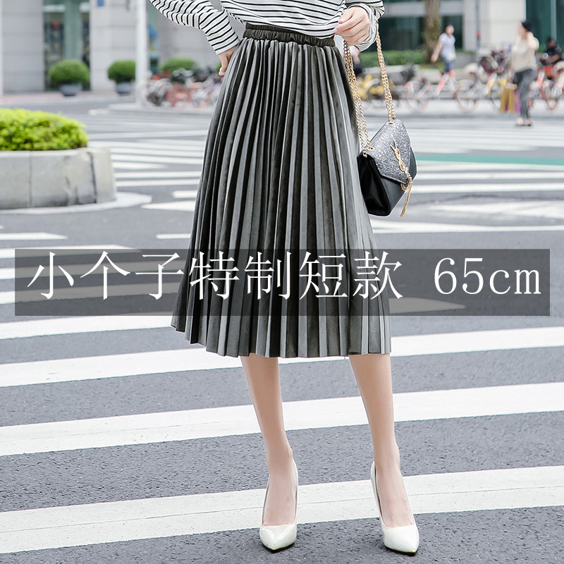 145 small short medium long skirt 150 high wear with Gray A pleated gold velvet skirt women xs