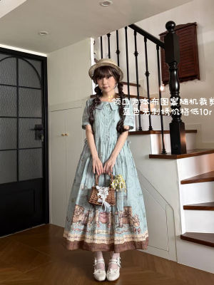 Wind and Sleep - Doremi Original 60-piece cotton cat handle picture Large skirt hem Forest-style lolita Long-sleeved burlap skirt