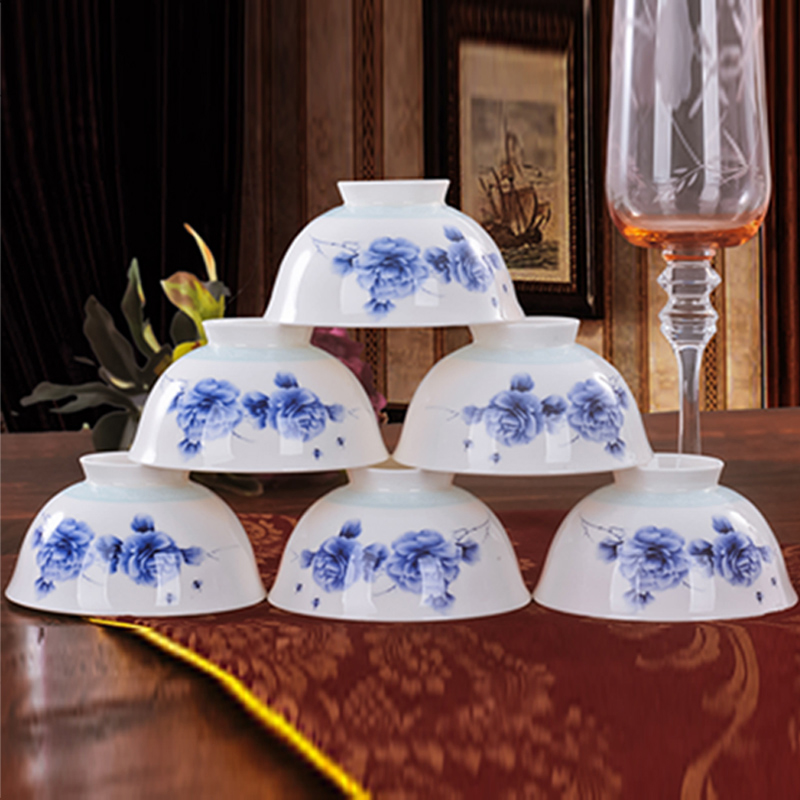 Red xin European - style originality 56 skull porcelain suit to use suit of blue and white peony porcelain ceramic tableware