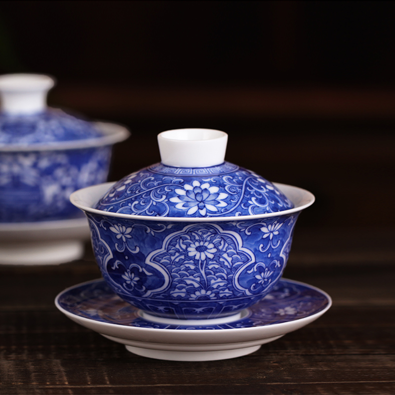 Xin red porcelain tubas grasp of blue and white porcelain tea tureen worship to use kung fu tea tea for a tea cup