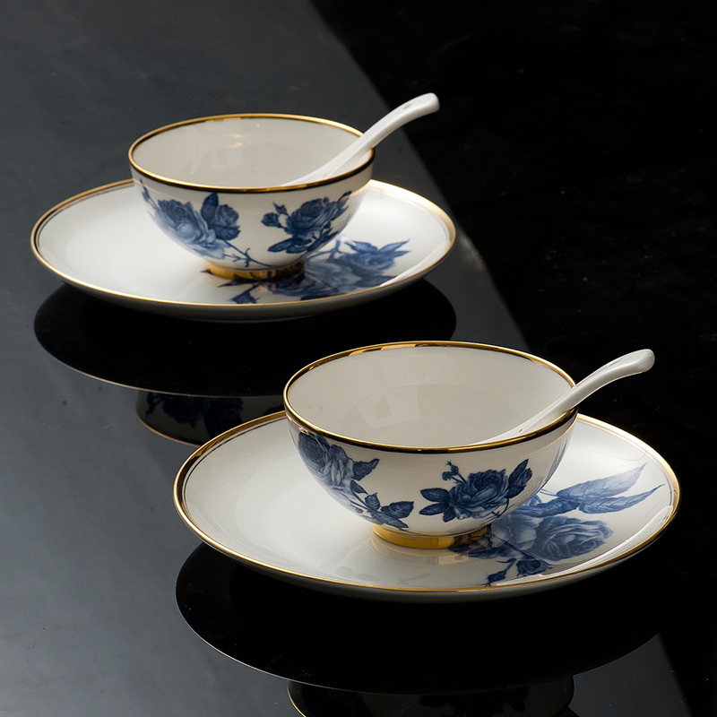 Chinese style household dishes suit jingdezhen porcelain tableware tableware suit 27 skull dishes gold, blue and white porcelain