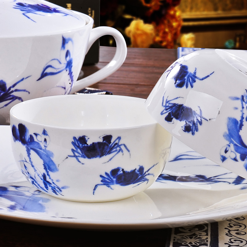 Red xin 56 head of jingdezhen ceramic tableware suit to use dishes Chinese porcelain tableware ceramic bowl classical dishes