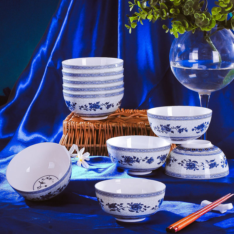 Red xin 6 rice bowls of blue and white porcelain porcelain jingdezhen ipads bowls small bowl bowl six loading