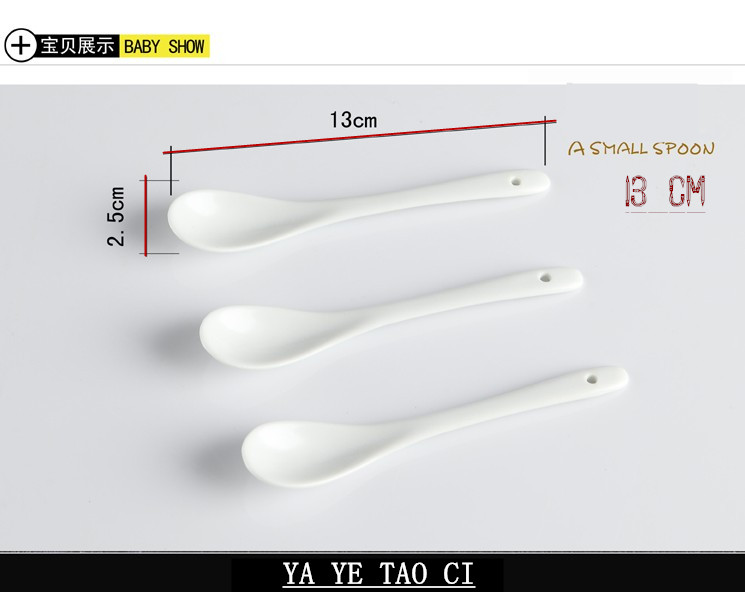 Pure white home Coffee spoon stirring long handle Practical ceramic spoon minimalist Delicate Coffee Spoon Milk Tea Spoon-Taobao
