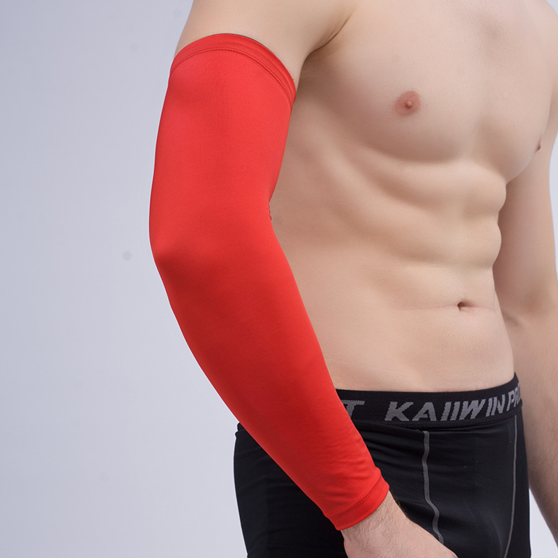 Chạy nam và nữ thể thao ngoài trời kem chống nắng bóng rổ băng tay khuỷu tay bảo vệ còng chống tia cực tím dài thoáng khí băng quấn đầu gối thể thao