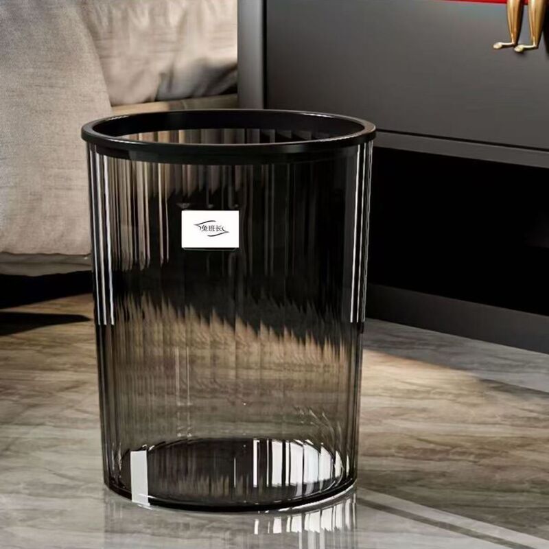 Household Transparent Luxury Trash Can for Living Room, Large Bedroom, Kitchen, Bathroom, Acrylic Ring-Shaped Trash Bin
