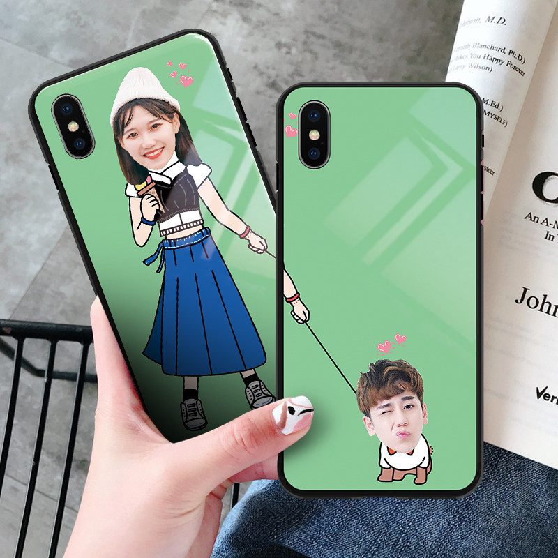 Customized glass mobile phone Protective case any model pattern customized couples photo to figure diy homemade Huawei original