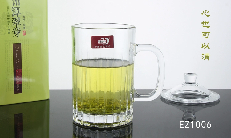 Cốc thủy tinh táo xanh có nắp đậy cốc trà nắp cốc với cốc thủy tinh nhà cốc trà xanh - Tách bình hút nước cho bé