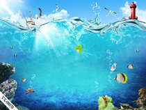 New big submarine location anchor background cloth live broadcast room background wall 3d three-dimensional decoration ins Net red background cloth