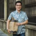 Dad mùa hè phần mỏng của người đàn ông trung niên ngắn tay áo lụa tơ tằm áo mùa hè tuổi 40 năm 50 mới Bộ đồ