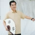 Dad mùa hè phần mỏng của người đàn ông trung niên ngắn tay áo lụa tơ tằm áo mùa hè tuổi 40 năm 50 mới Bộ đồ
