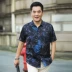 Dad mùa hè phần mỏng của người đàn ông trung niên ngắn tay áo lụa tơ tằm áo mùa hè tuổi 40 năm 50 mới Bộ đồ