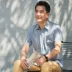 Dad mùa hè phần mỏng của người đàn ông trung niên ngắn tay áo lụa tơ tằm áo mùa hè tuổi 40 năm 50 mới Bộ đồ