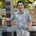 Dad mùa hè phần mỏng của người đàn ông trung niên ngắn tay áo lụa tơ tằm áo mùa hè tuổi 40 năm 50 mới Bộ đồ