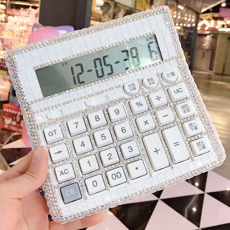 New rhinestone-encrusted diamond-paste diamond voice calculator diamond-encrusted bank special computer button computer office gift