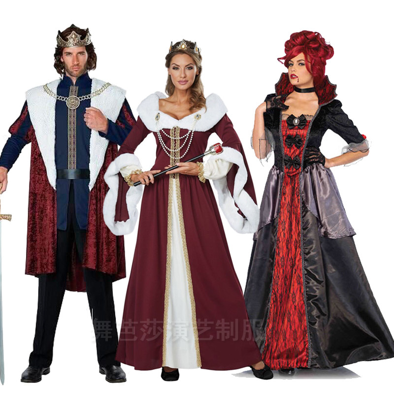 European retro court clothes king costumes medieval British queen costume queen cos witch queen costume witch costume