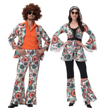 American 70s hippie costumes retro hip-hop costumes couple costumes disco costumes nightclub costumes