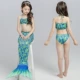 Girls New Mermaid Studio Shots Children Bikini Đồ bơi đuôi cá ba mảnh màu đồ bơi cho bé gái 3 tuổi