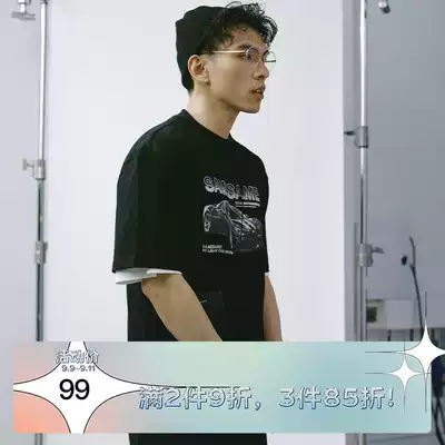 SAMESAME sports car national tide new small neckline American retro T-shirt loose sports car printing short sleeve students