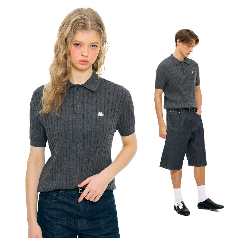 Mysamesame26Ss Japanese Retro Twist Knit Sweater Casual Workwear High-End Short-Sleeve Top for Men and Women