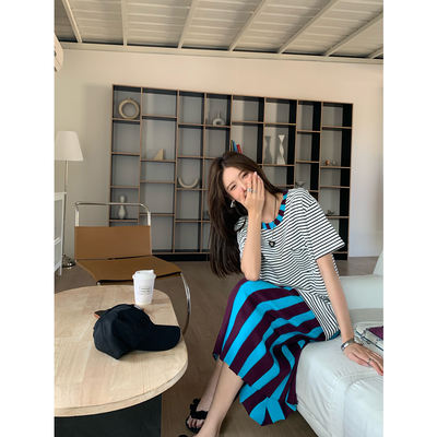 "In-stock benefits!" A sweet and casual striped skirt for women in summer is fashionable
