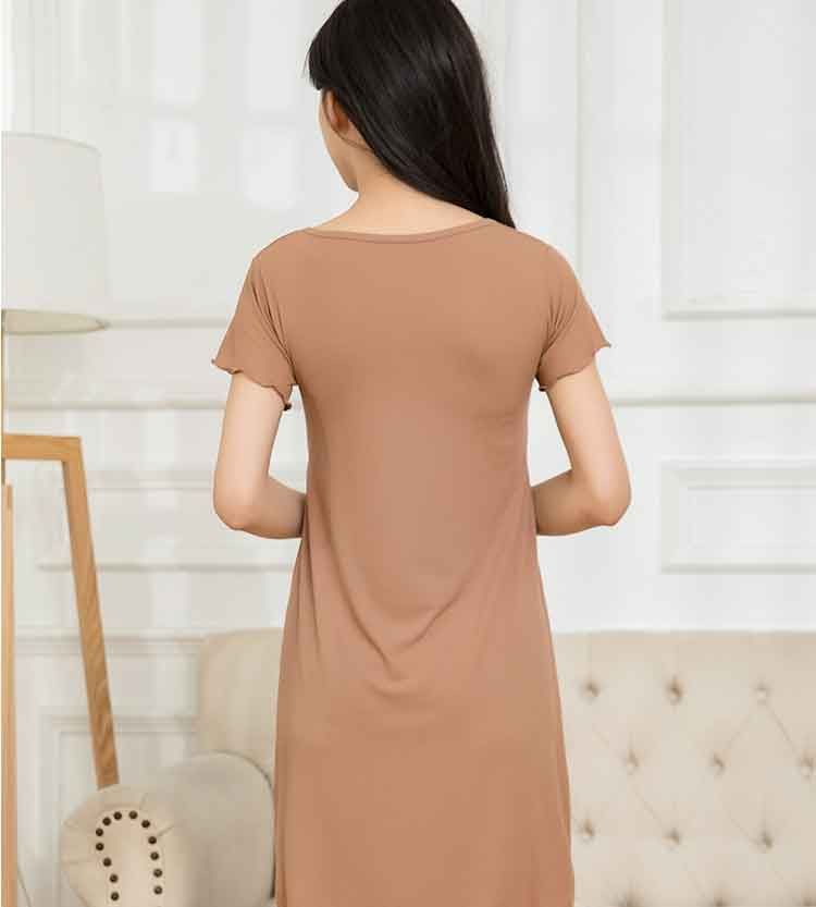 Váy ngủ cho con bú, đồ ngủ ngắn tay mùa hè cho bà bầu, loại mỏng mùa hè, váy bầu sau sinh, váy bầu cỡ lớn - Đêm đầm