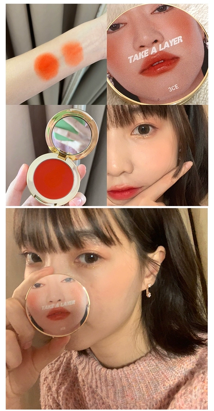 Hàn Quốc 3CE Đa chức năng Kem trang điểm Blush Son môi Eye Shadow Lip Cheek Sử dụng kép Carrot Deep Rose Bean Paste - Blush / Cochineal