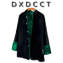 (spot) Yang power the same kind of satin velvet blouse green double-sided wearing a new Chinese style national wind short coat female