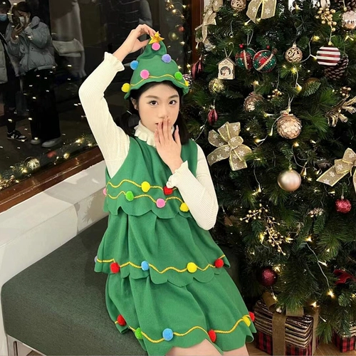Рождественский комплект для взрослых, платье, костюм, наряжаться, косплей