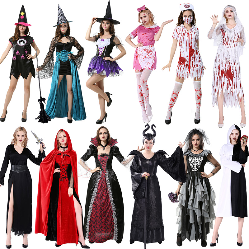 Womens The Haunted Costume Hooded Cape Ghost Costume Bride Hooded Cape Cloak Adult Costume Funny Cosplay Party