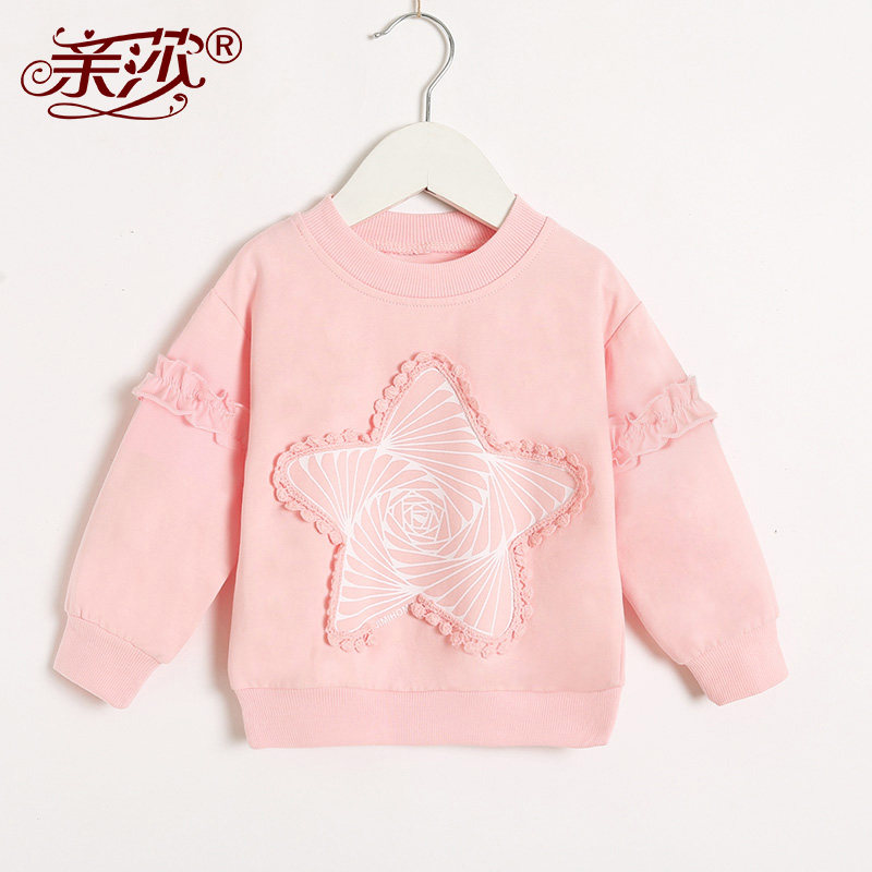 Spring new girl's thick T-shirt foreign women's blouse blouses with velvety chic undershirt, kiddie fashion long sleeve hooded sweatshirt