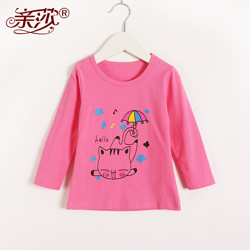 Spring new girls bottom shirt children cartoon long sleeves top spring style children comfortable female baby bottom shirt