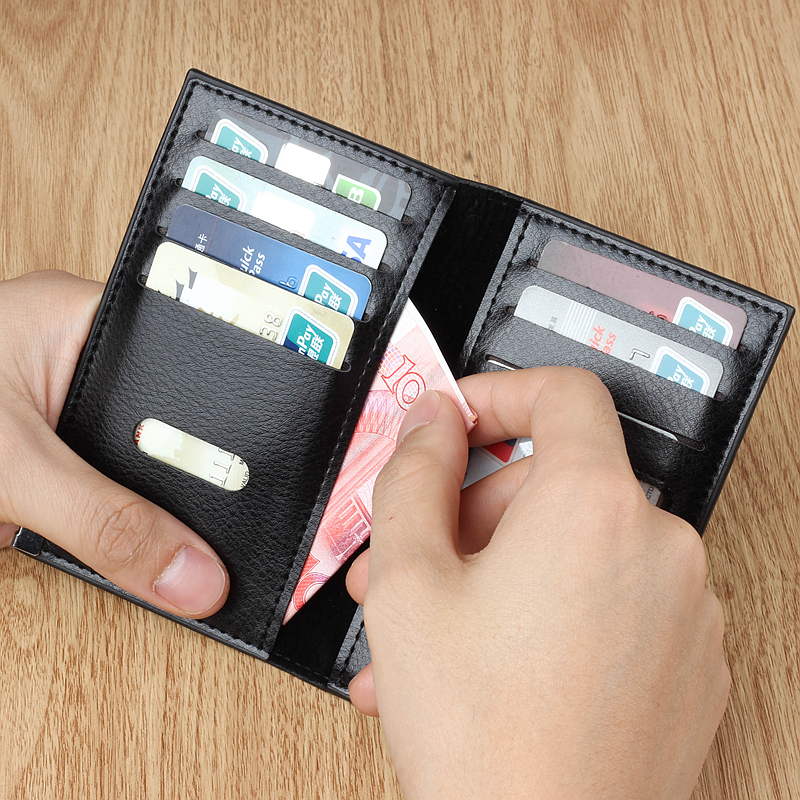 Men's driving license leather jacket ultra-thin and soft motor license clip This card bag line Driving License Sleeve Multifunction Document Bag