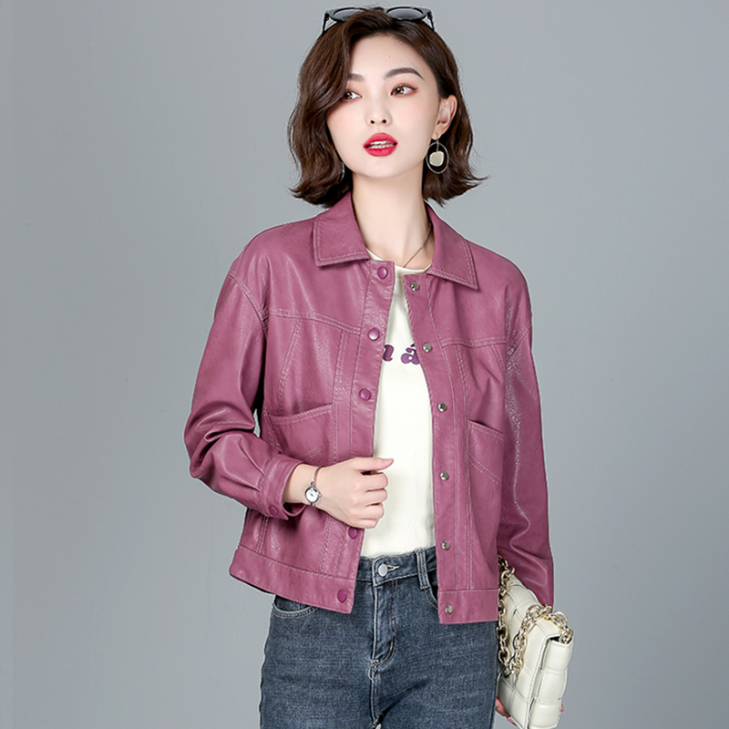 Spring and Autumn New Leather Jacket for Women, Short Style 2026 Spring and Autumn Collection, Petite Size, High-End Leather Jacket for Women, Loose Korean Style Coat