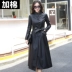 Mùa xuân và mùa thu New Hained Leather Women Áo khoác lông dài Hàn Quốc Slim Thin Women Leather Windcoat Áo khoác cỡ lớn áo da cừu nhập khẩu Quần áo da